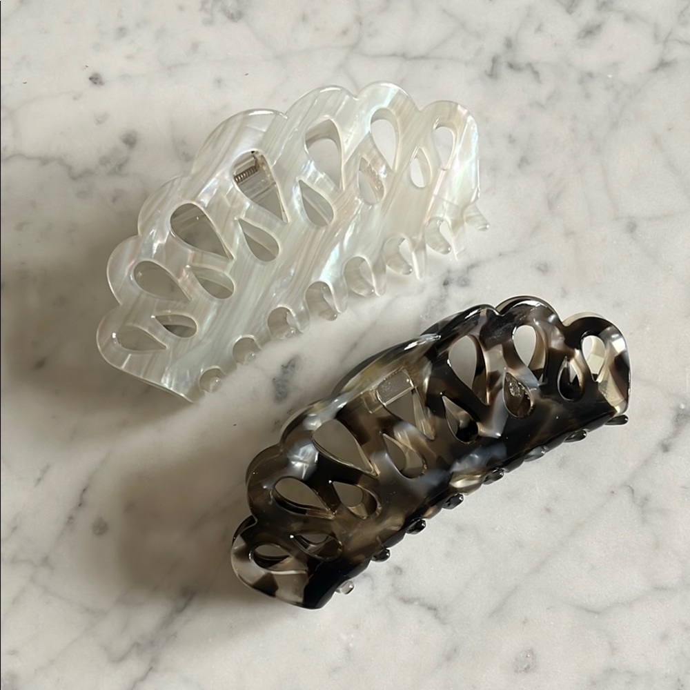 Anthropologie Pearl and Tortoise Shell Hair Clips